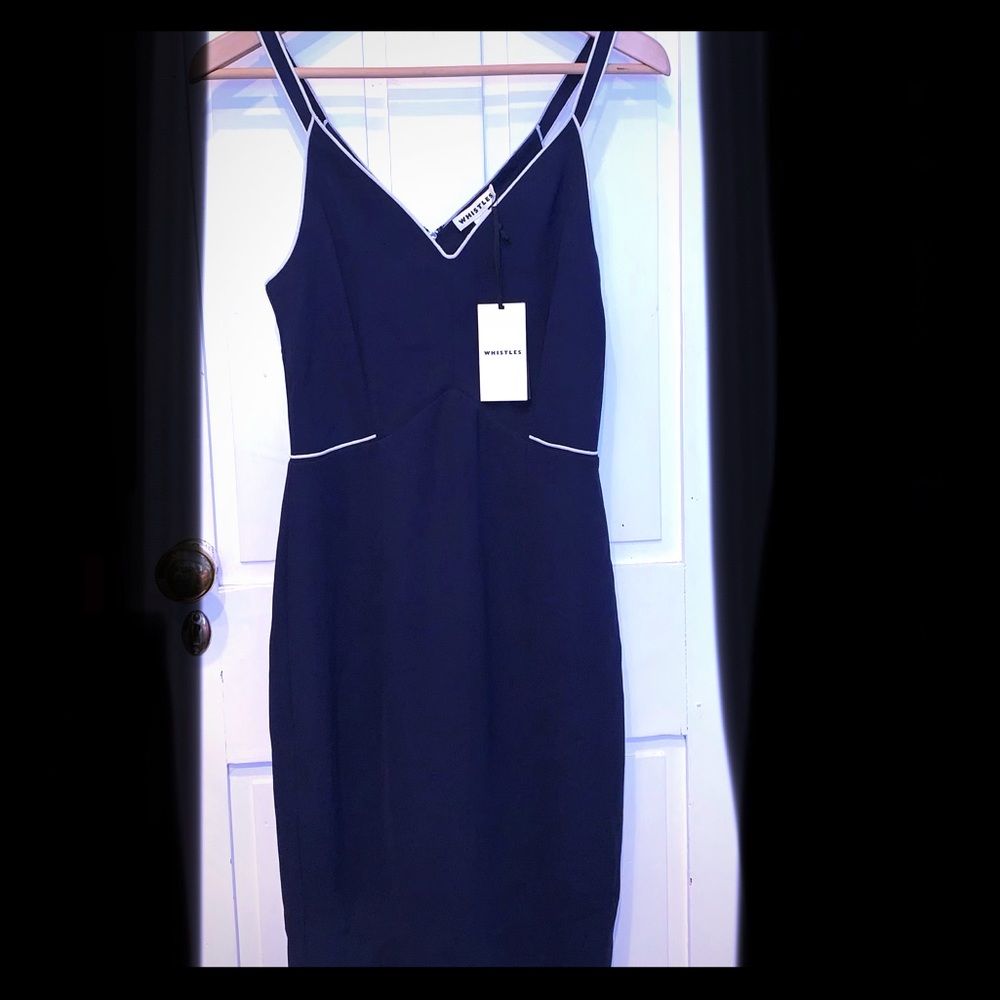 Rare NWT Elegant Navy Blue Whistles Midi Dress